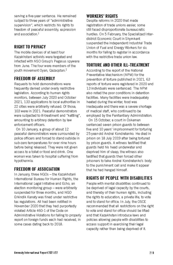 Amnesty International Report 2021/22 - Page 219