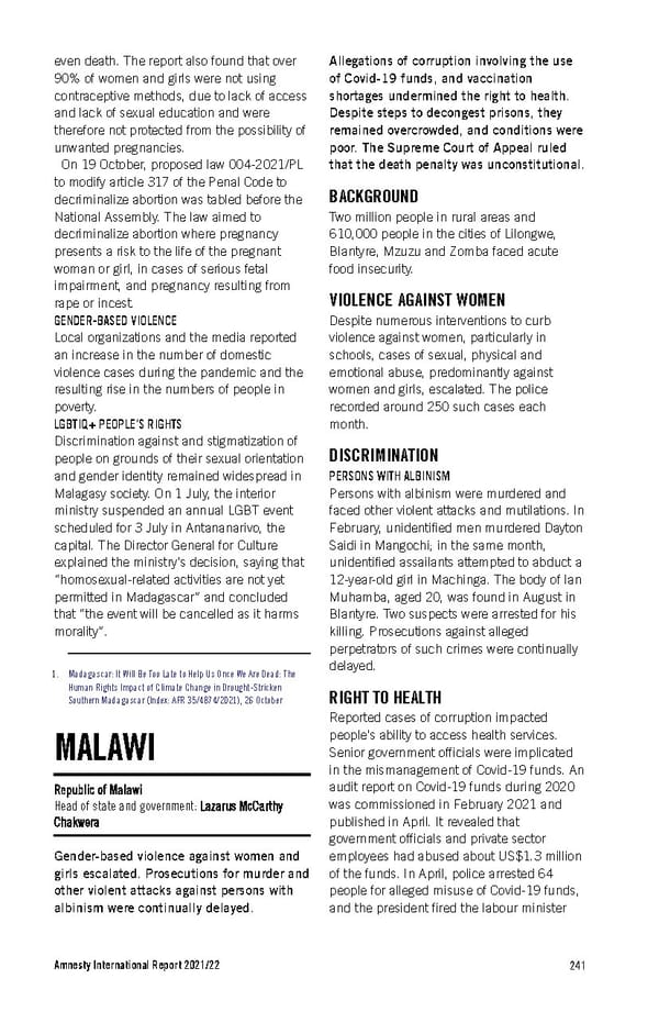 Amnesty International Report 2021/22 - Page 241