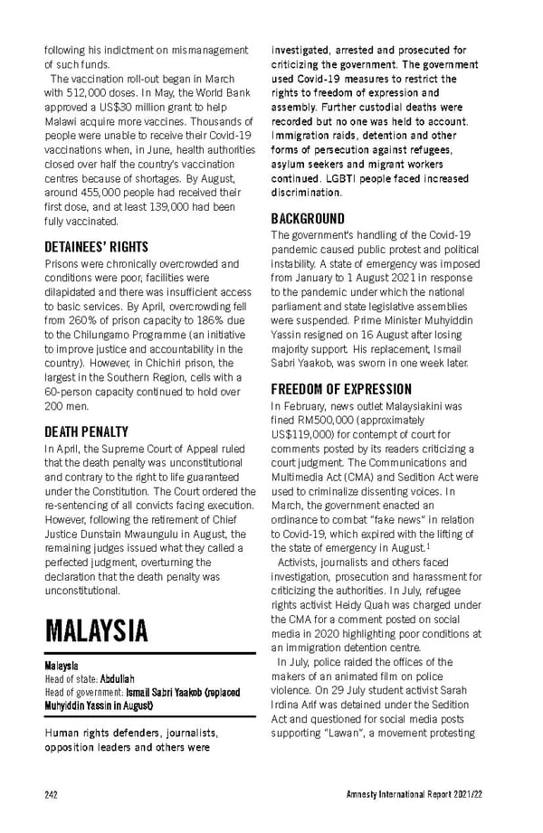 Amnesty International Report 2021/22 - Page 242