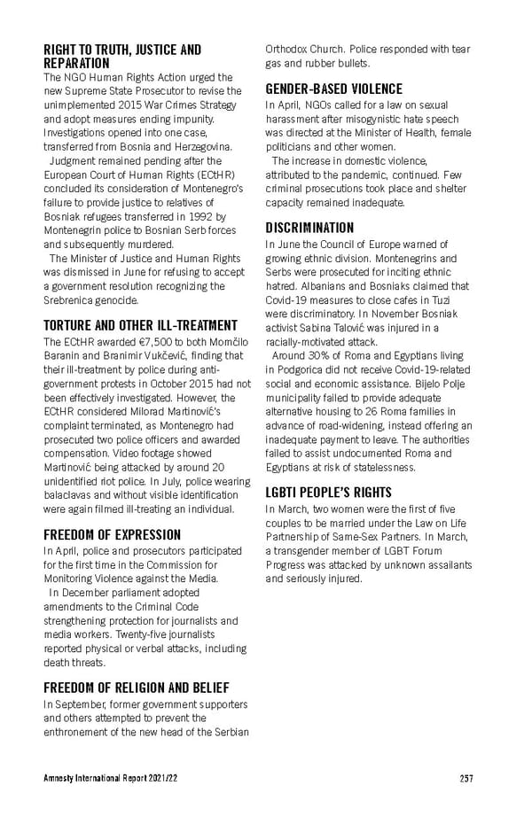 Amnesty International Report 2021/22 - Page 257
