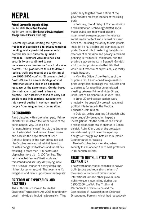 Amnesty International Report 2021/22 - Page 268