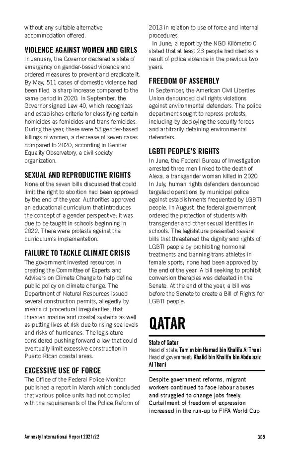 Amnesty International Report 2021/22 - Page 305