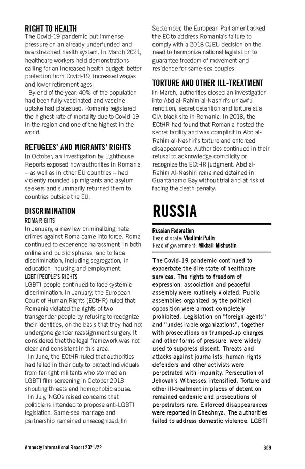 Amnesty International Report 2021/22 - Page 309
