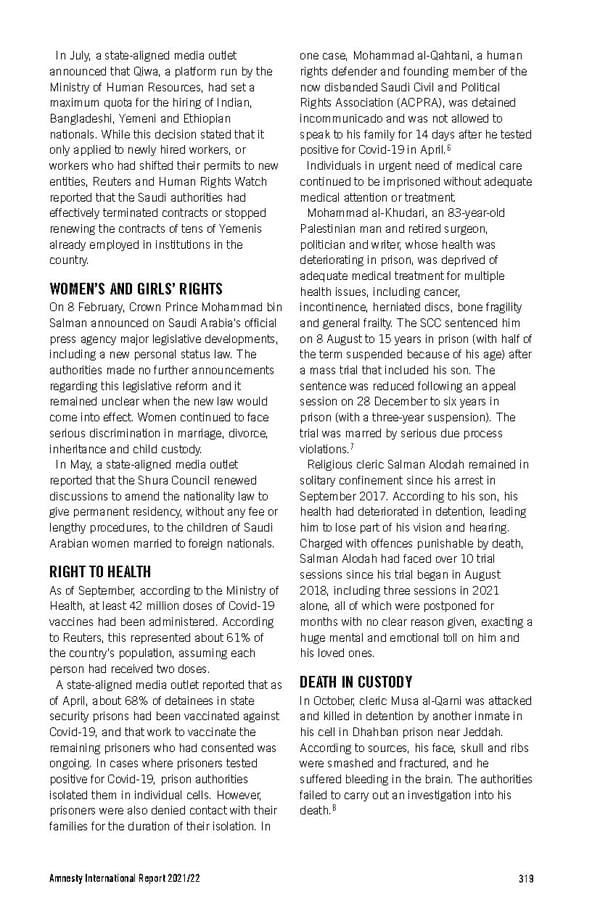 Amnesty International Report 2021/22 - Page 319