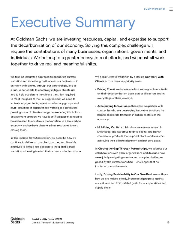 Sustainability Report | Goldman Sachs - Page 16