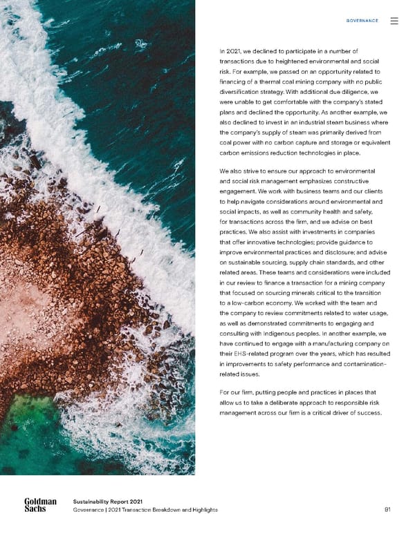 Sustainability Report | Goldman Sachs - Page 91