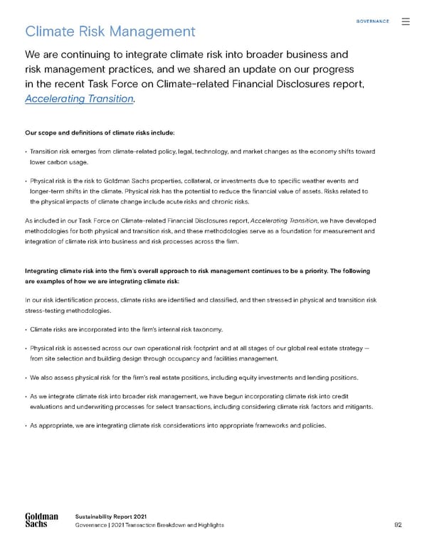 Sustainability Report | Goldman Sachs - Page 92