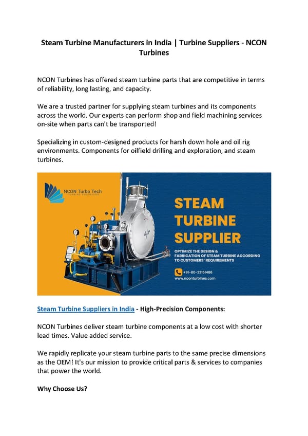 Steam Turbine Manufacturing Companies - Page 1