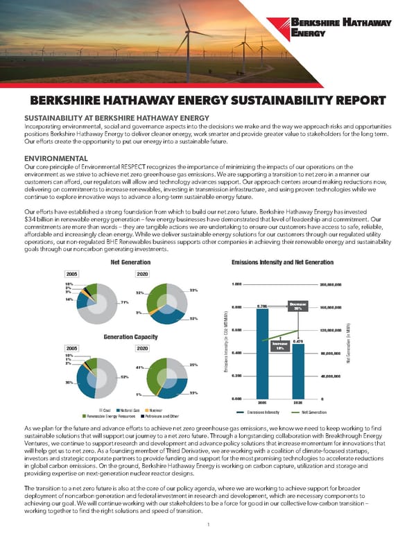 Berkshire Hathaway Energy ESG Report - Page 1