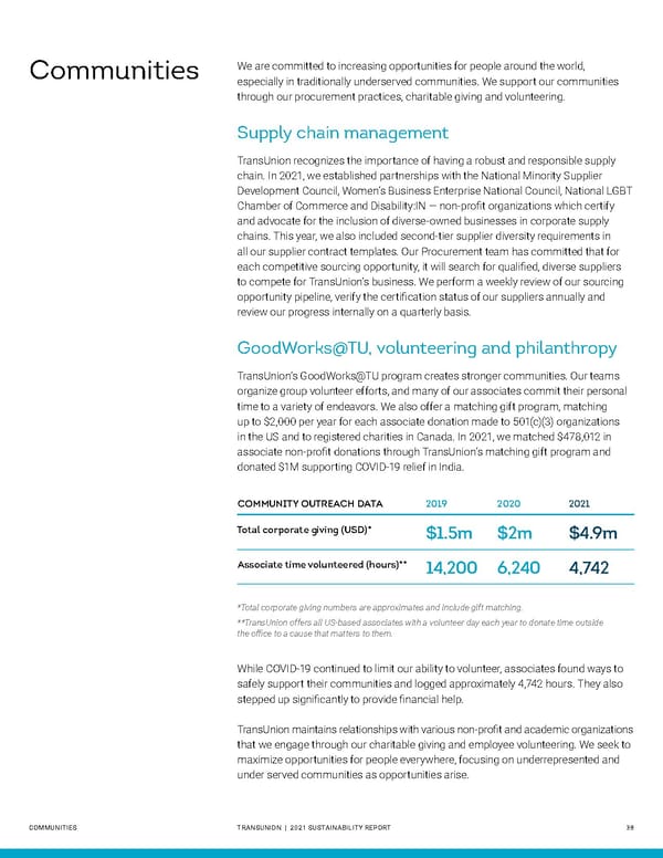 Sustainability Report | TransUnion Flipbook - Page 38