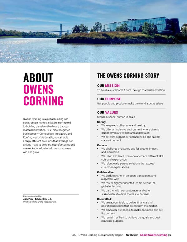 Owens Corning Sustainability Report - Page 6