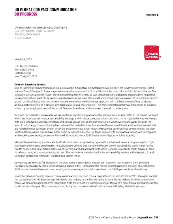 Owens Corning Sustainability Report - Page 338
