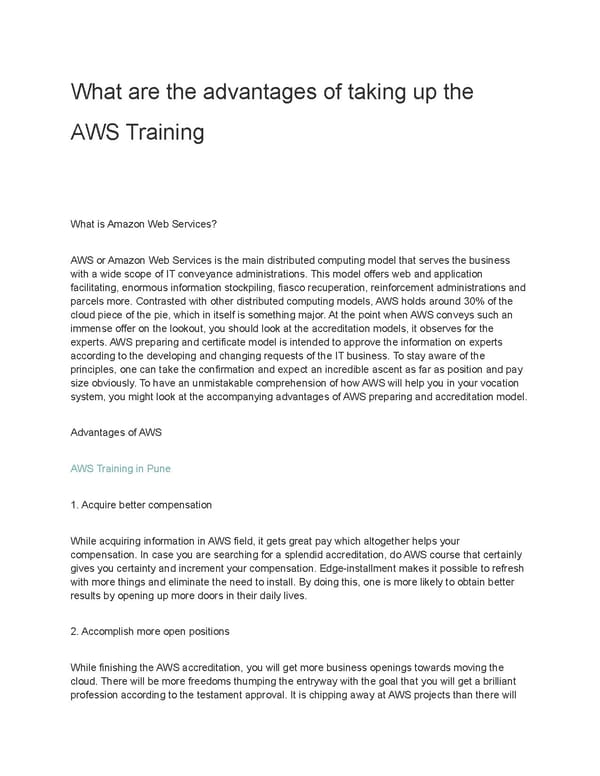 What are the advantages of taking up the AWS Training - Page 1