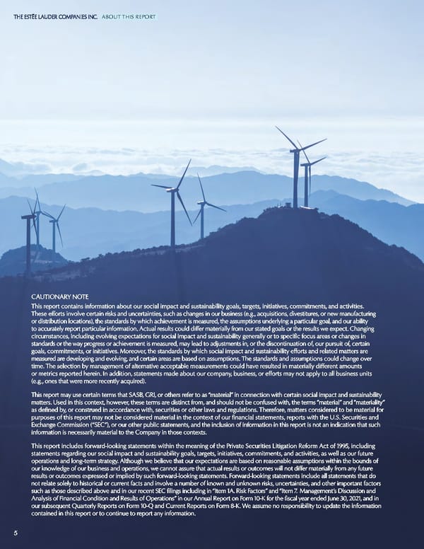 Estee Lauder Companies Sustainability Report - Page 6