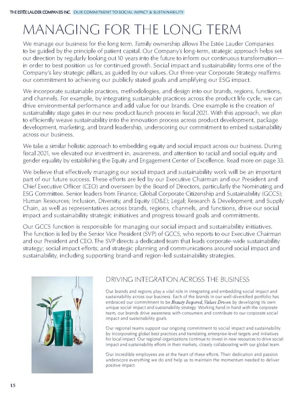 Estee Lauder Companies Sustainability Report - Page 16