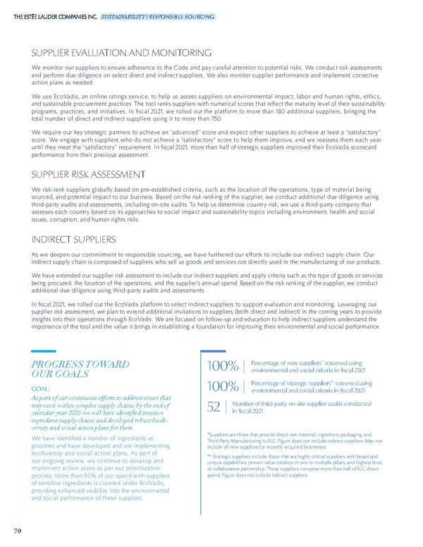 Estee Lauder Companies Sustainability Report - Page 71