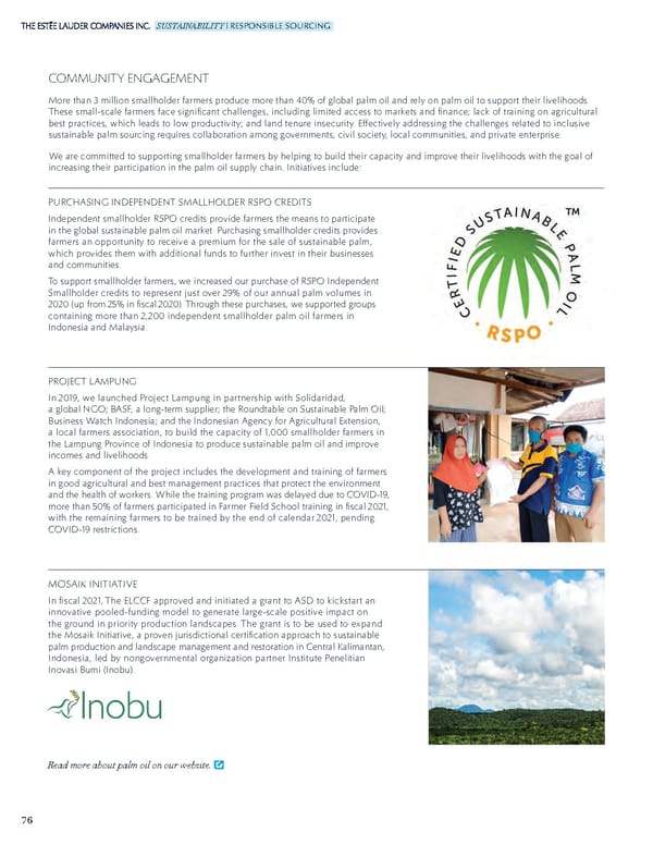 Estee Lauder Companies Sustainability Report - Page 77