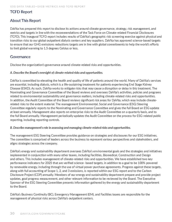 DaVita Kidney Care ESG Report - Page 30