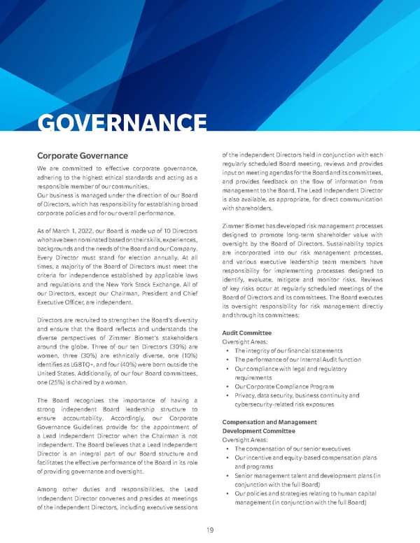 ZimmerBiomet Sustainability Report - Page 21