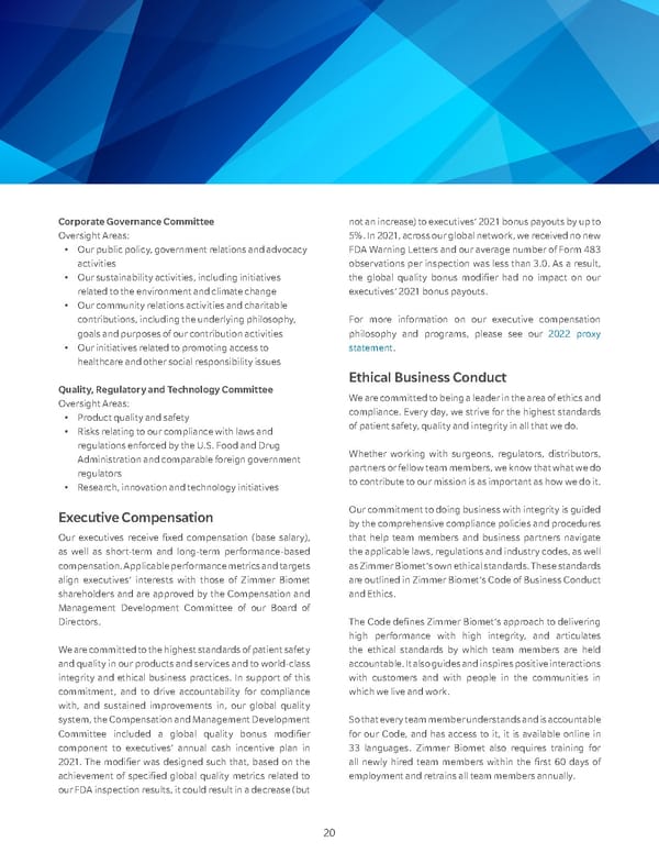 ZimmerBiomet Sustainability Report - Page 22