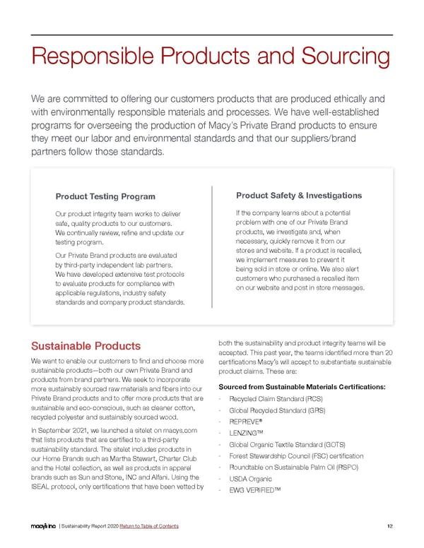 Macy's Inc. Sustainability Report - Page 12