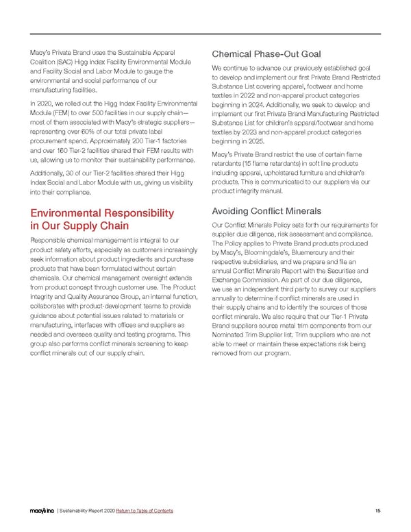 Macy's Inc. Sustainability Report - Page 15