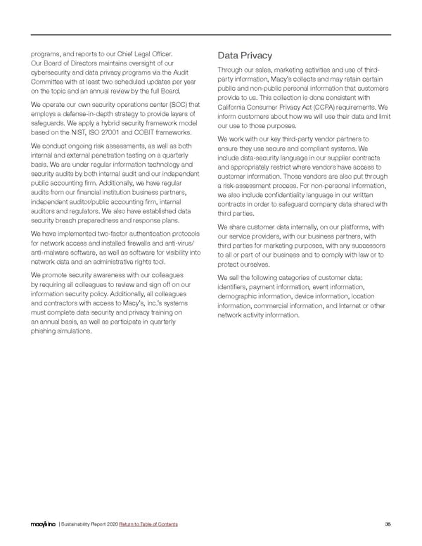 Macy's Inc. Sustainability Report - Page 36