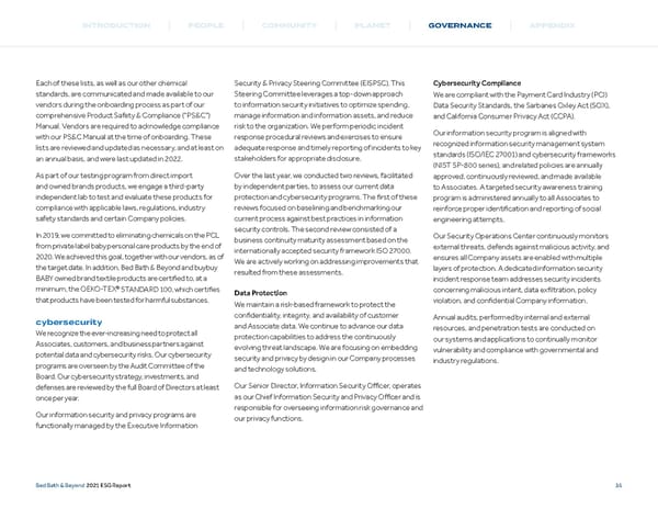 Bed, Bath and Beyond ESG Report - Page 36