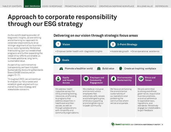 Quest Diagnostics Corporate Responsibility Report - Page 8