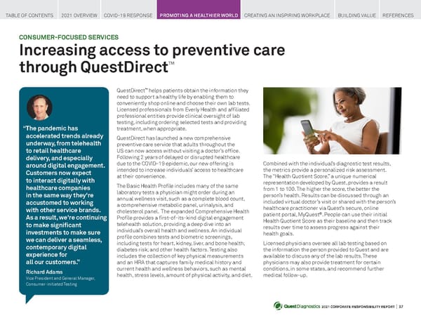 Quest Diagnostics Corporate Responsibility Report - Page 37