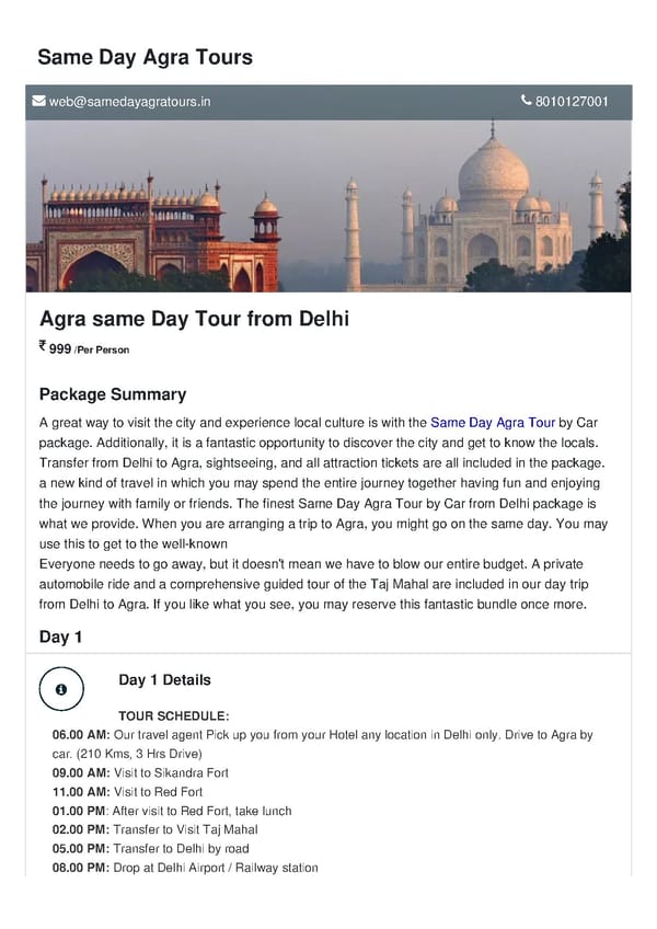 Agra same Day Tour from Delhi - Page 1