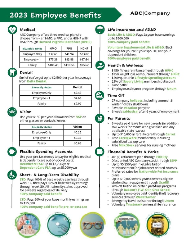 ABC Company Bulleted Benefit Summary - Page 1