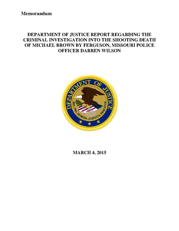 DOJ Report on Shooting of Michael Brown  - Page 1