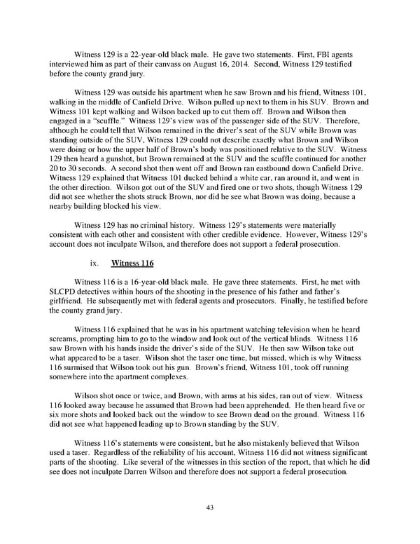 DOJ Report on Shooting of Michael Brown  - Page 43