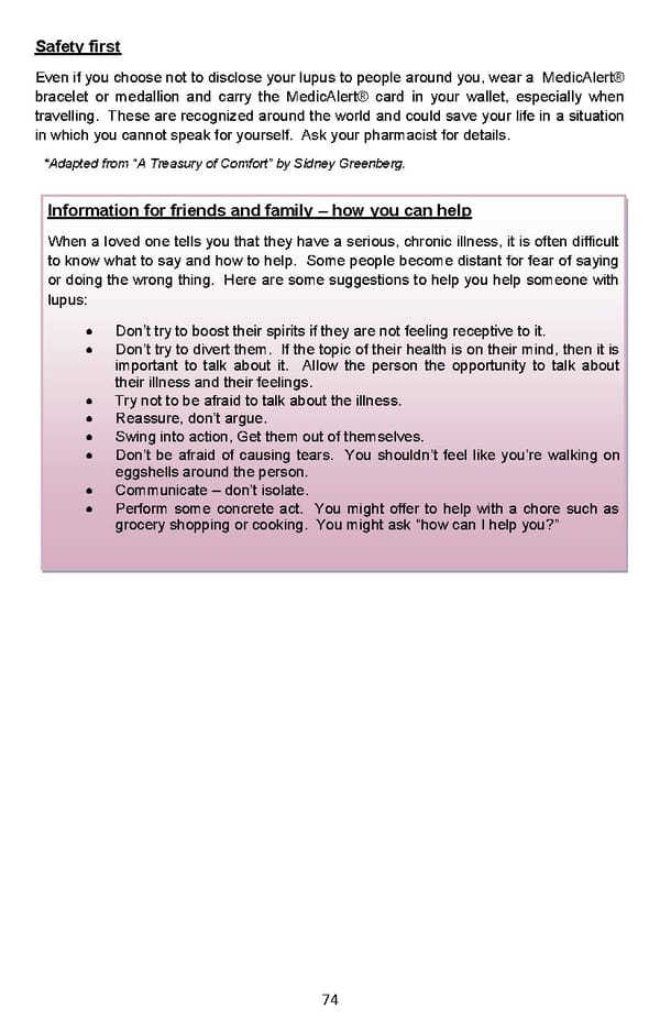 Living Well With Lupus Facts Booklet - Page 74
