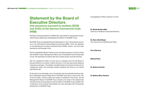 Integrated Report | BASF - Page 187