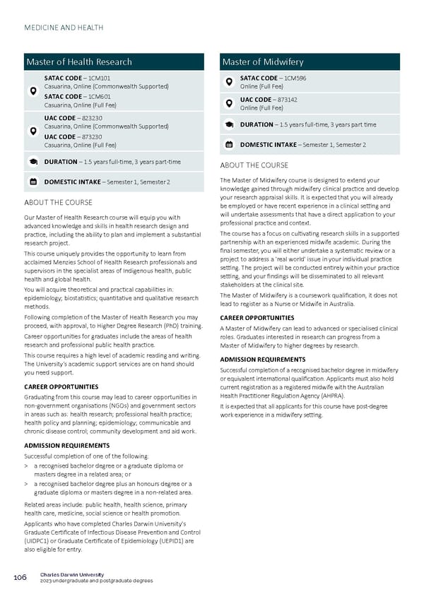 CDU Course Guide Flipbook - Page 110