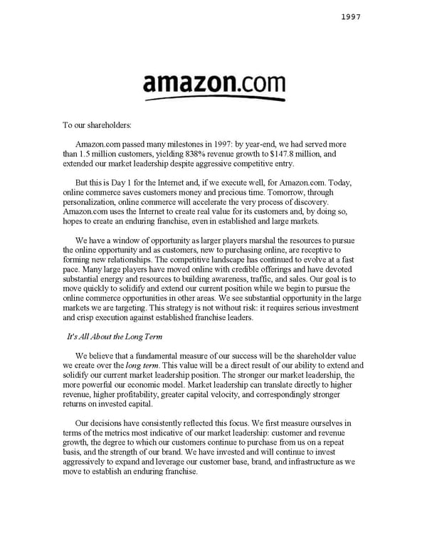 Amazon Shareholder Letters 1997-2020 - Page 2