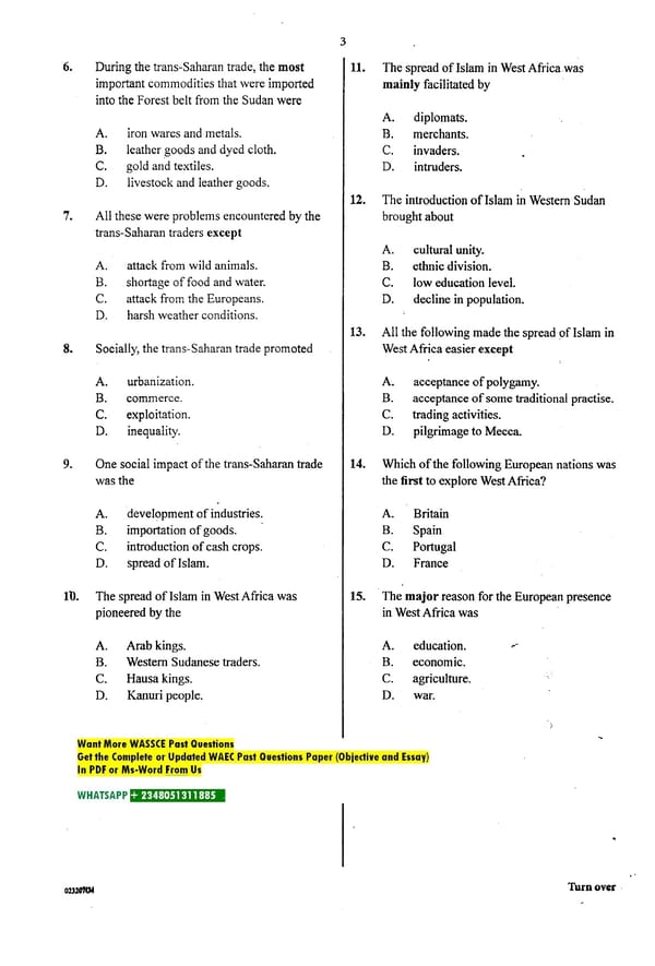 History Past Questions for WAEC SSCE - Page 4
