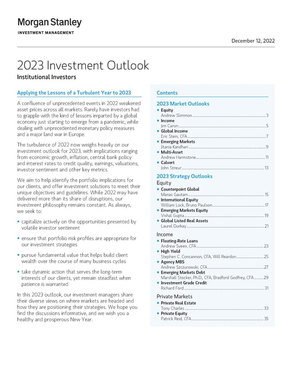 Morgan Stanley 2023 Investment Outlook - Page 2