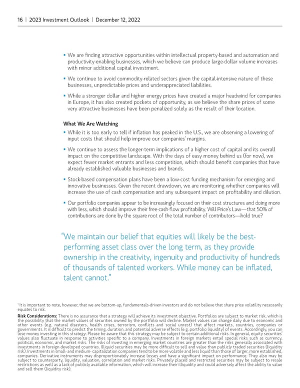 Morgan Stanley 2023 Investment Outlook - Page 16