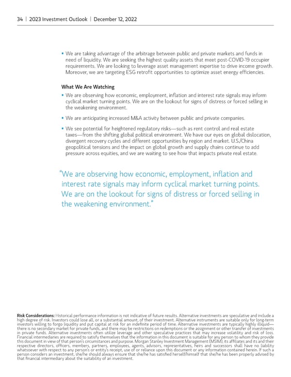 Morgan Stanley 2023 Investment Outlook - Page 34