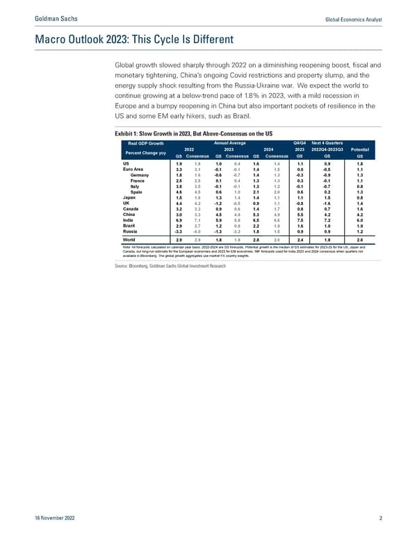 Goldman Sachs Global Economics Analyst Macro Outlook 2023 - Page 2