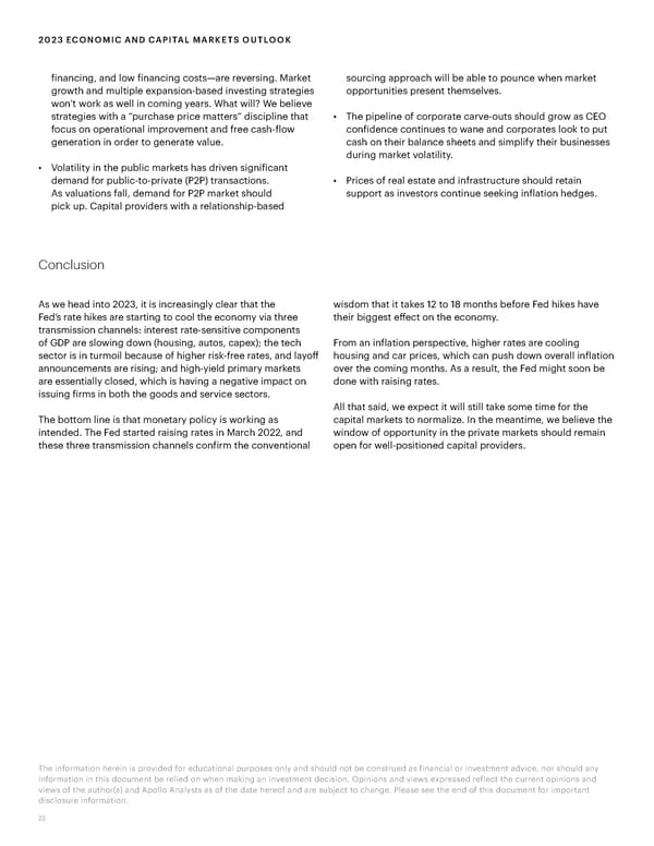 Apollo 2023 Economic and Capital Markets Outlook - Page 22