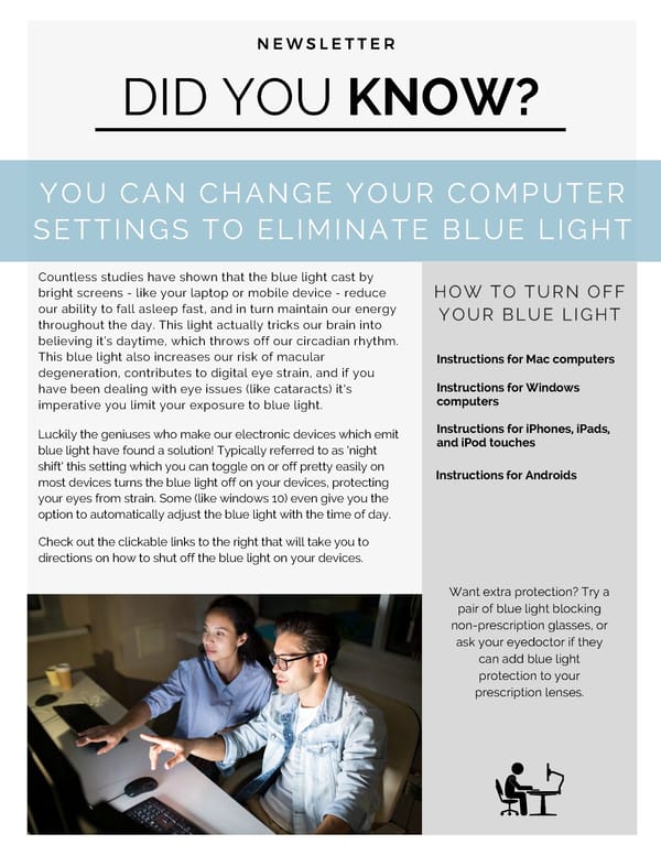 Avoiding Blue Light - Page 1