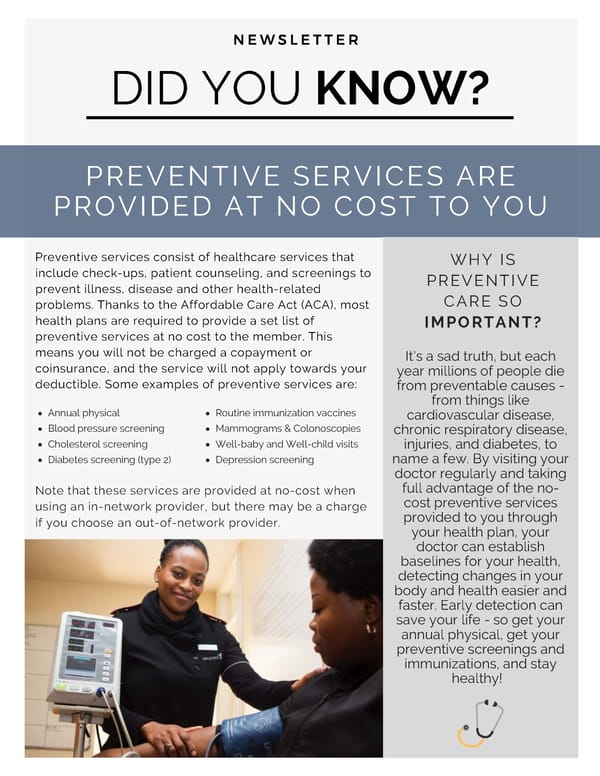 Preventive Services - Page 1