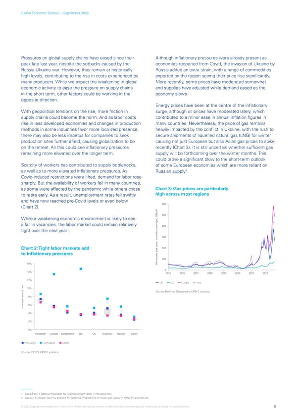 KPMG Global Economic Outlook - H2 2022 report - Page 5
