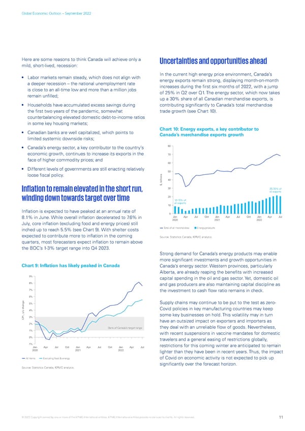 KPMG Global Economic Outlook - H2 2022 report - Page 11
