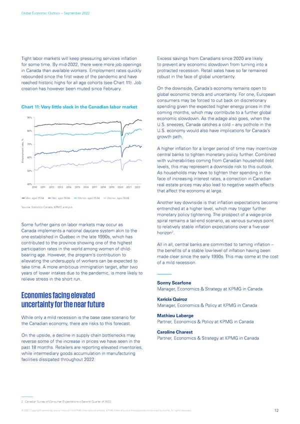 KPMG Global Economic Outlook - H2 2022 report - Page 12