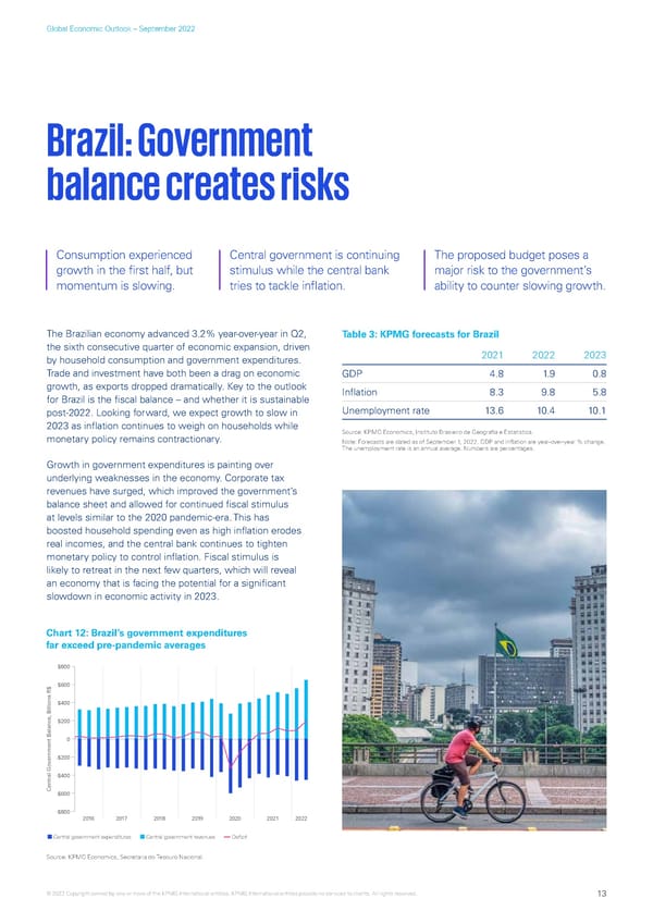 KPMG Global Economic Outlook - H2 2022 report - Page 13